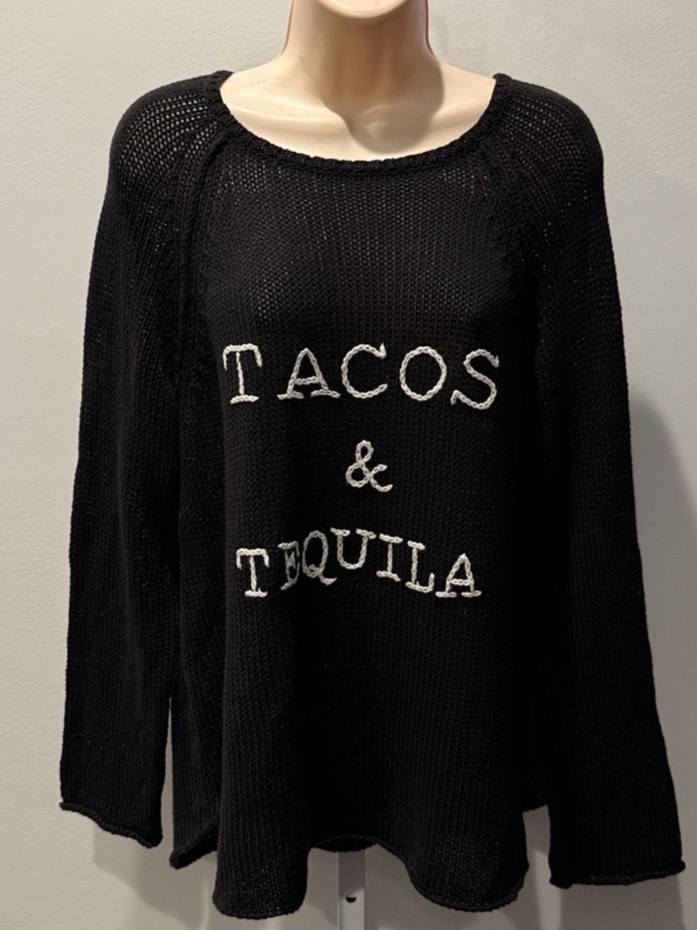Wooden Ships Tacos & Tequila Graphic Sweater Cotton Knit Women's Size S/M